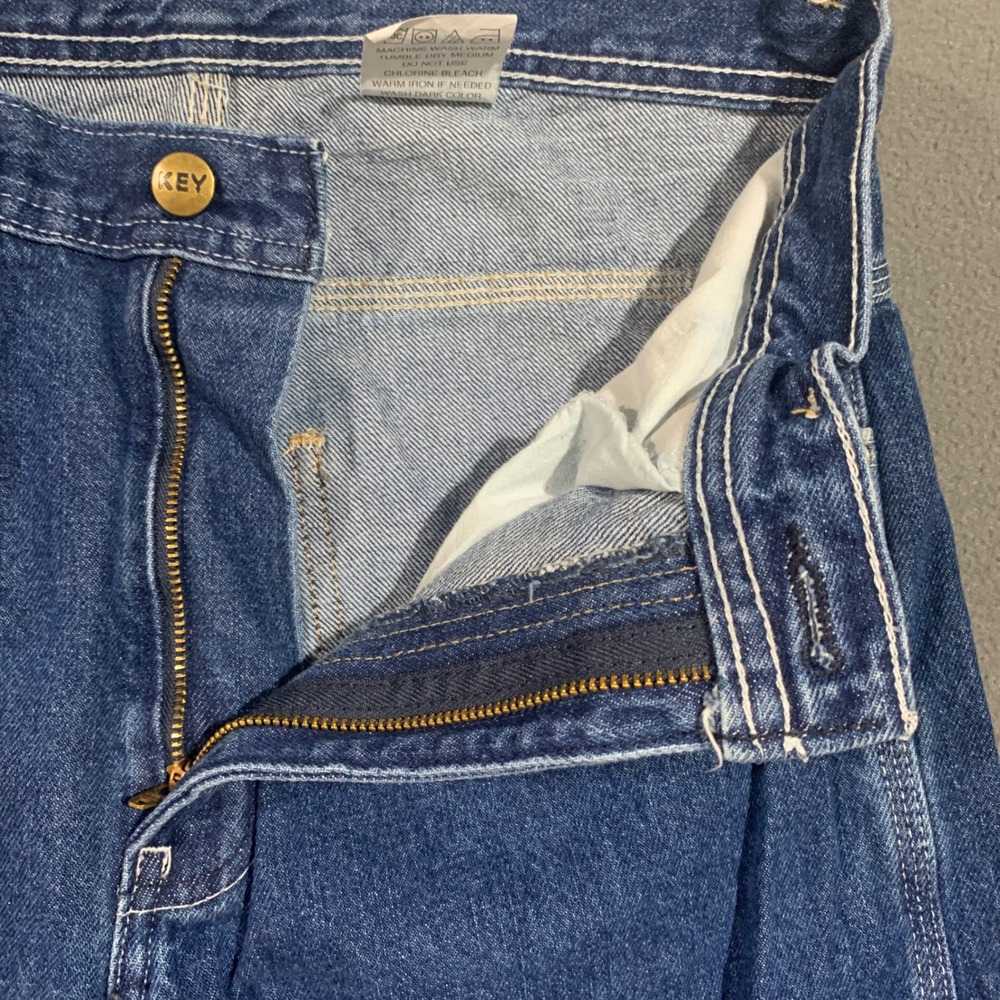Key Industries Mens Carpenter Jeans Blue Denim Workwear 30x32 Medium Wash - Picture 4 of 7